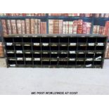 A metal military or similar style cubby hole unit (W130 x D23 x H44cm)