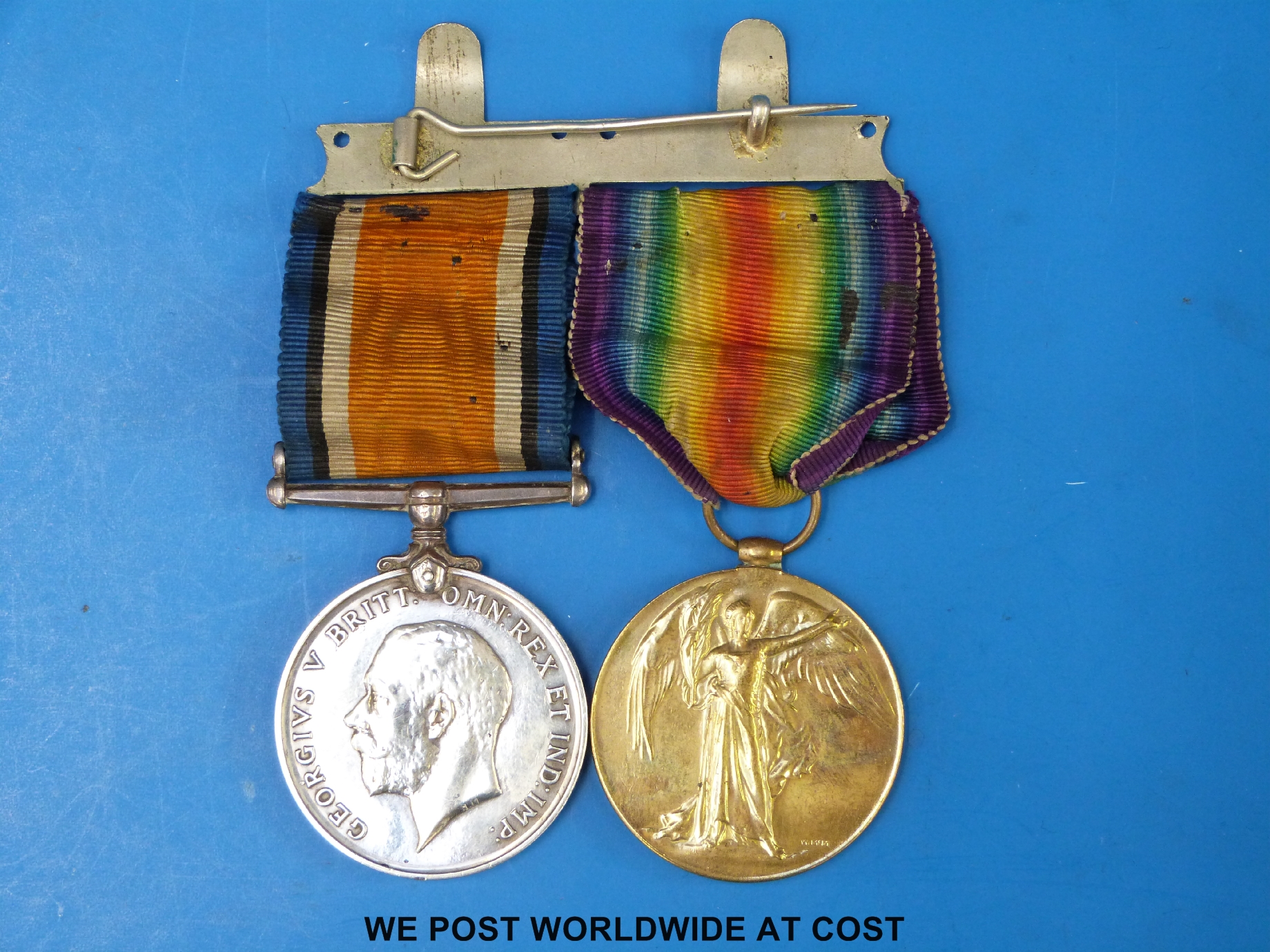 A WWI medal pair awarded to 36116 Pte G Davis Hampshire Regt
