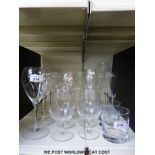 A part suite of Joseph Riedel glasses to include ten wine glasses in two shapes, a hock glass,