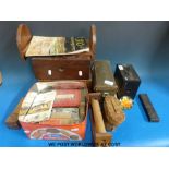 A quantity of collectables to include inlaid boxes, cameras, slide rules etc.