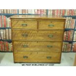 A 19thC satinwood chest of two over three graduated drawers (W103 x D50 x H98cm)