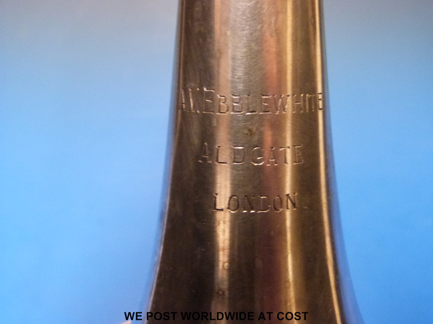 AV Ebblewhite of Aldgate, London, silver plated trumpet in case. - Image 2 of 2