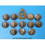 A set of military buttons by Firmin & Sons and a NZ Onward cap badge