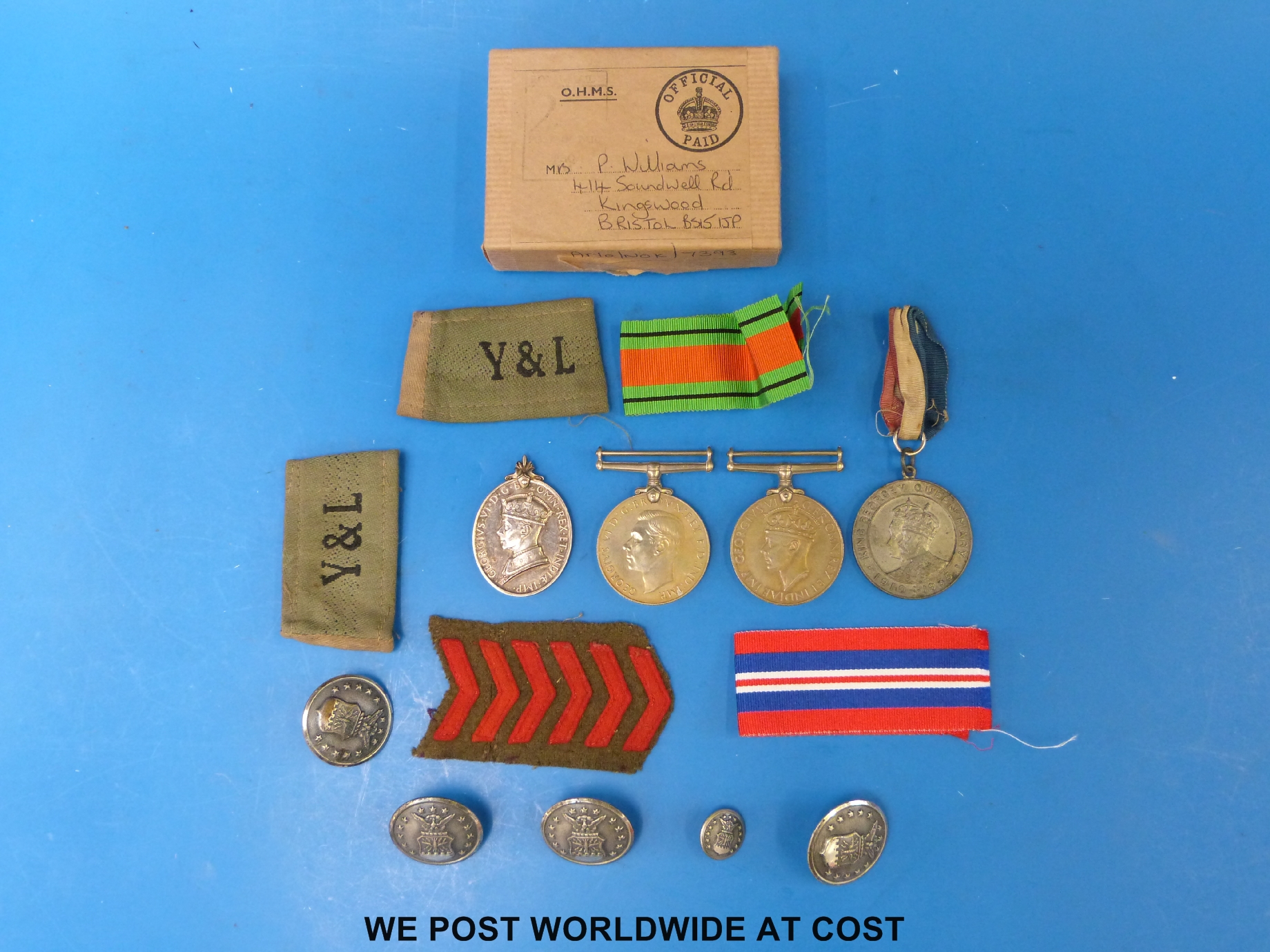 A WWII medal group comprising 1939 - 45 Defence medal, 1939 - 45 medal and Efficiency medal, - Image 2 of 2