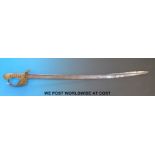An early 1827 pattern naval officer's sword with quill point blade and shagreen handle