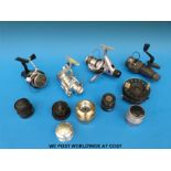A collection of fishing reels including Mitchell 300, Avocet, Fighter 3000 Rapid,