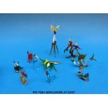 A collection of Murano glass animals etc including birds in tree