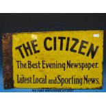 A double sided enamel sign of Gloucestershire / Gloucester interest, 'The Citizen,