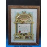 A framed Royal Antediluvian Order of Buffaloes certificate relating to Ernest Gardiner of
