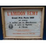 A French Amidon Remy wooden case with L'Amidon Remy Grand Prix Paris 1889 to inside of lid