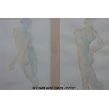 R Chillenda '07 framed sketch and wash studies of female nudes (each 30cm x 21cm)