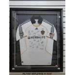 An autographed LA Galaxy football shirt signed by 20 players including David Beckham,