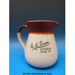 An earthenware jug 'B J Bown, Stroud,