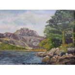 C Thomson oil on board Langdale Pikes near Windermere (44 x 60cm)