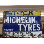 A Michelin Tyres enamel sign with H.E.