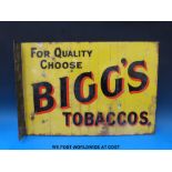 A double sided enamel advertising sign 'For Quality Choose Bigg's Tobaccos' (36 x 51cm)