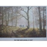 Neil Spilman signed limited edition print (187/500) of horse riders in autumn woodland (41 x 60cm)