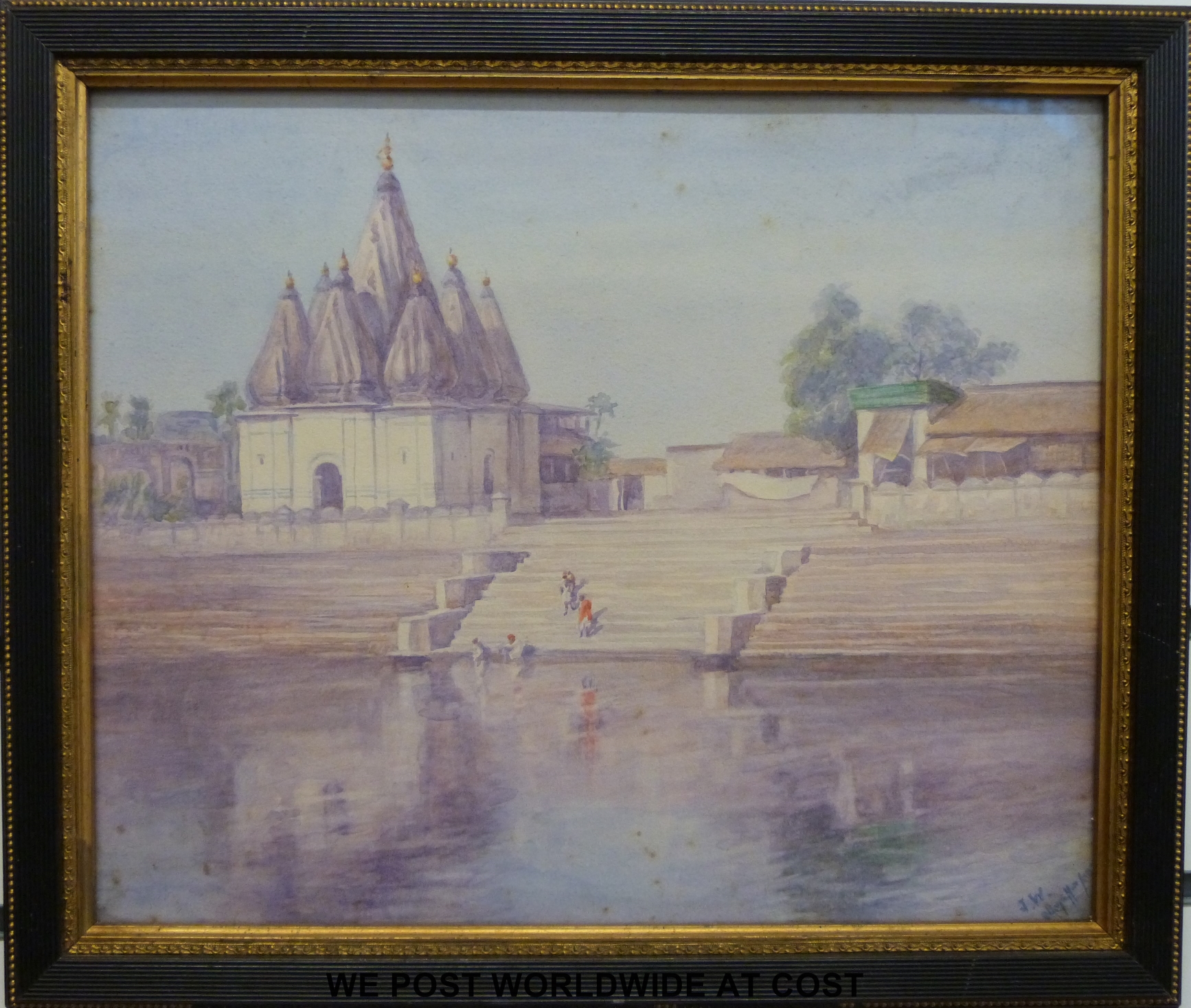 Watercolour indistinctly signed possibly Servelli and titled 'Cairo' (16 x 29cm) together with - Image 5 of 6