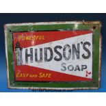 A small Hudson's Soap enamel advertising sign (18 x 25cm)