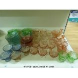 A quantity of glass to include Lalique style plates, cups,