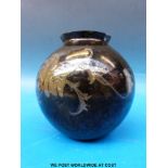 Bohemian Art glass globe vase with applied decoration