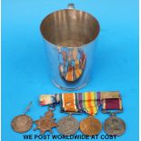 A set of four WWI medals comprising Aug-Nov 1914 star and George V Long Service Medal stamped 81096
