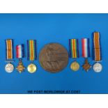 Two WWI medal trios, awarded to the Heath brothers of Wotton-Under-Edge,