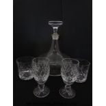 Seven Waterford crystal port glasses; two Waterford tumbles,