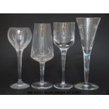 Four pairs of wine glasses,