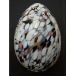 Kosta Boda glass lamp shade of egg shape with white, pink, blue and black mottled decoration,