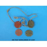Two sets of WWII identity tags for Andrew Anthony Barrow, Officer C.E. 149130 RAF VR and 223688.