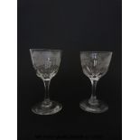 A set of ten Richardsons wine glasses all engraved with fruiting plants,