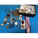 A quantity of costume jewellery, watches, Ronson lighters, silver hallmarked bangles,