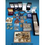 Eight silver rings set with cubic zirconia in clusters, bands and with other various gems,