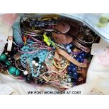 A large collection of costume jewellery in a Cath Kidston bag