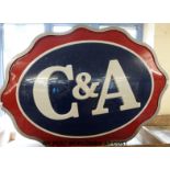 A retro illuminated C & A shop sign (width 100cm, depth 24cm,