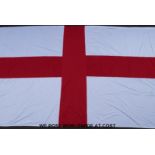 A large (680cm x 337cm) St George's flag made for raising from the Auckland Harbour Bridge on