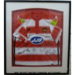 A framed Wigan Rugby League signed shirt.