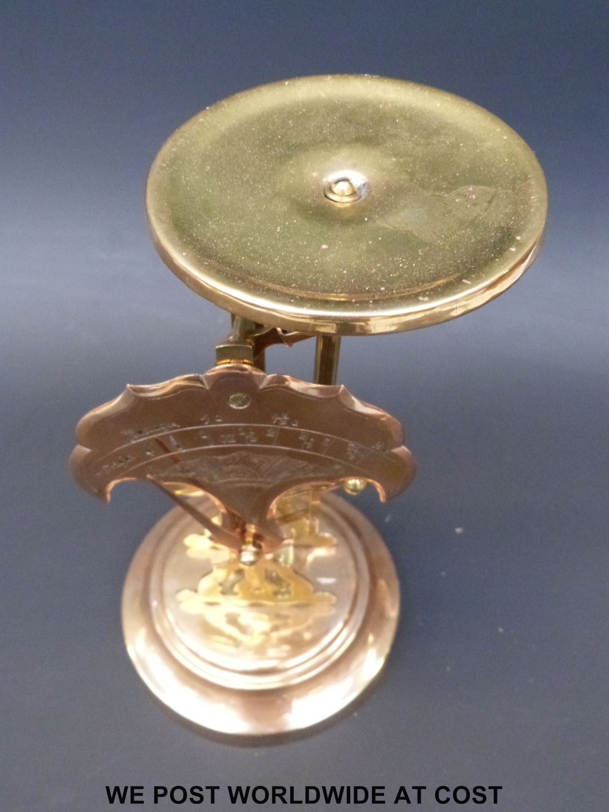 A set of brass/bronze postage scales with pendulum type swinging weight / dial design - Image 2 of 2