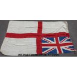 A panel stitched vintage white ensign flag, formerly the property of Ernest Edward Dowling,