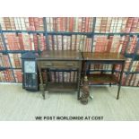 Two oak side tables,