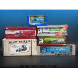 Six Corgi diecast model vehicles including 1:50 scale Heavy Haulage Scammell Contract Wrecker Eddie