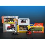 Seven diecast model agricultural and military vehicles including Dinky Foden Army Truck 668, etc,