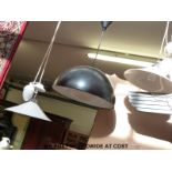 An industrial style light fitting and two ceramic rise and fall examples