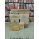 A collection of wooden wine boxes