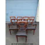 Eight Victorian upholstered mahogany dining chairs