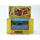 Corgi Toys diecast model Mini Cooper Magnifique, 334, with metallic dark blue body, cream interior,