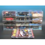 Twelve DC Comics diecast model Batmobiles, all in original display boxes,