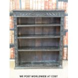 A carved oak bookcase (W91 D30 H108)