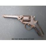 Tranter 54 bore hammer action five shot revolver with chequered grip and 6inch octagonal barrel,